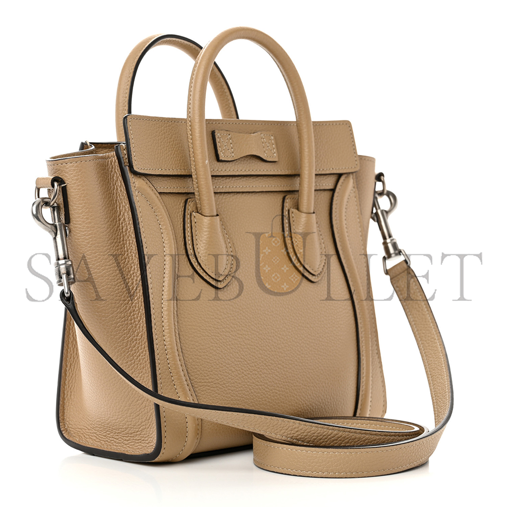 CELINE DRUMMED CALFSKIN NANO LUGGAGE DUNE 1403304 (20*20*10cm) CELINE DRUMMED CALFSKIN NANO LUGGAGE DUNE 1403304 (20*20*10cm)